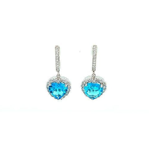 Heart Shaped Topaz Diamond Earrings-Heart Shaped Topaz Diamond Earrings -