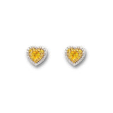 Heart-shaped Yellow Sapphire Diamond Stud Earrings-Heart-shaped Yellow Sapphire Diamond Stud Earrings - SETIJ00828