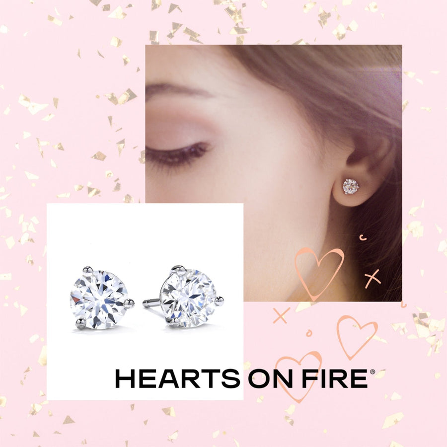 Hearts On Fire 3-Prong Diamond Stud Earrings - DEHOF05096