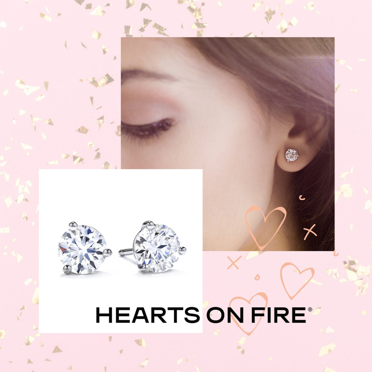 Hearts On Fire 3-Prong Diamond Stud Earrings - DEHOF05185