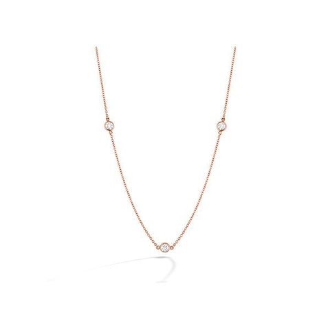 Hearts On Fire Classic Bezel By the Yard Necklace in 18 karat rose gold with diamond stations.