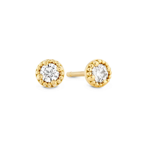 Hearts On Fire Liliana Milgrain Single Diamond Stud Earrings-Hearts On Fire Liliana Milgrain Single Diamond Stud Earrings -