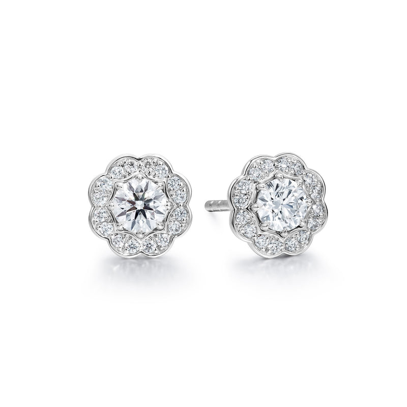 Hearts On Fire Lorelei Diamond Halo Stud Earrings-Hearts On Fire Lorelei Diamond Halo Stud Earrings -