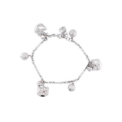 Hello Kitty Charms Diamond Cut Gold Bracelet -