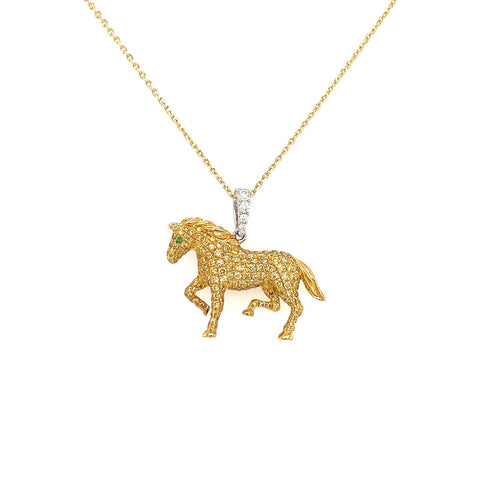 Horse Diamond Pendant and Chain - DNTIJ02080