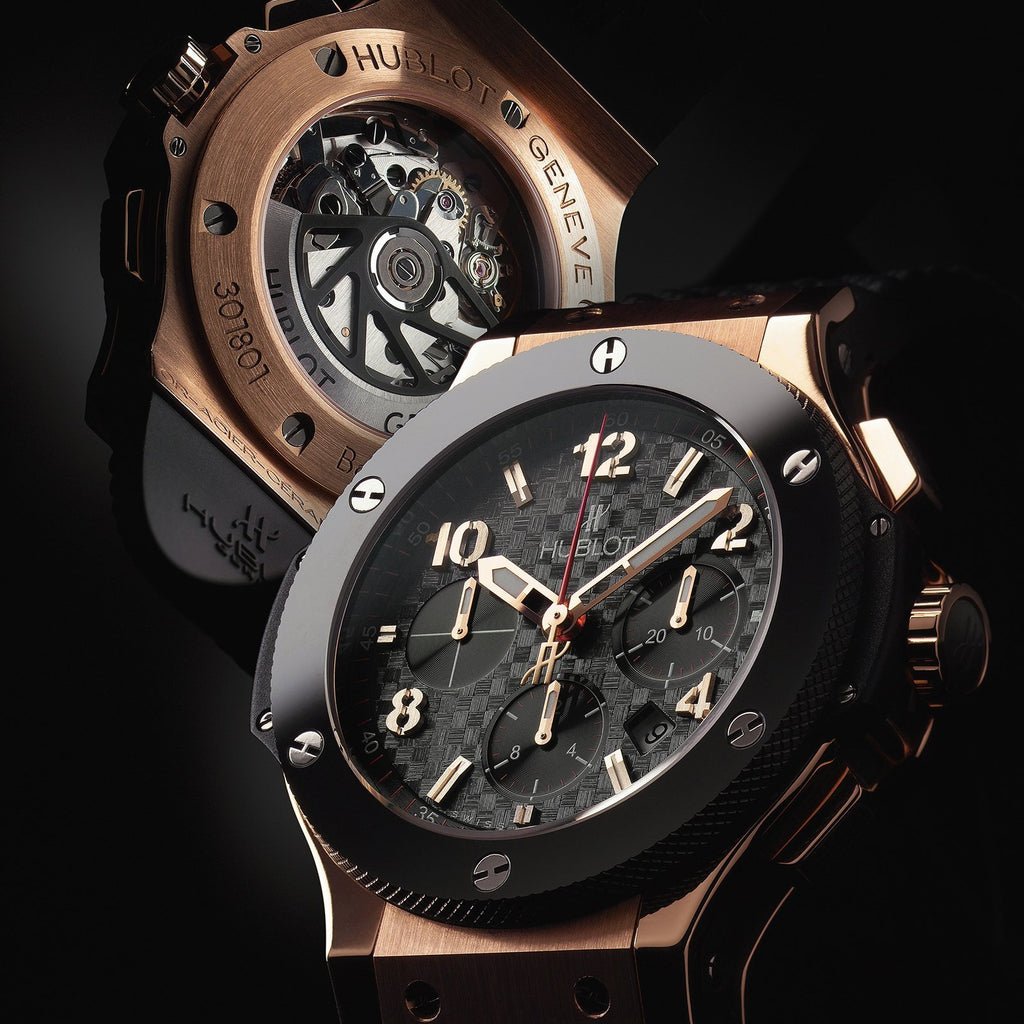 Hublot Big Bang cased in 18k rose gold featuring a black dial - S