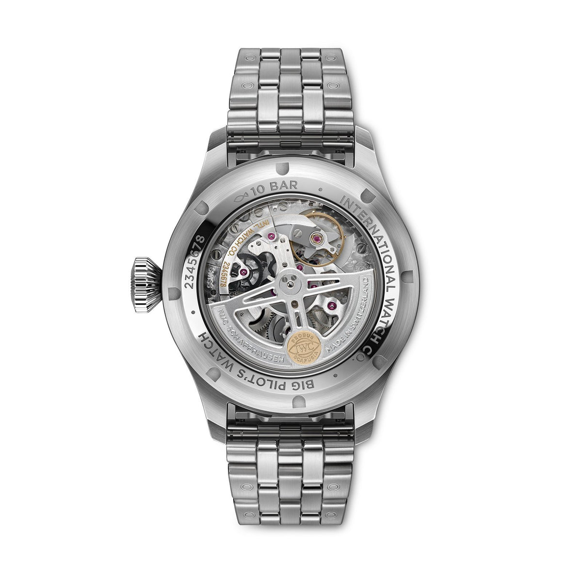 IWC Schaffhausen Big Pilot's Watch 43 - IWC Schaffhausen Pilot's Watch in a 43mm stainless case with blue dial on stainless steel bracelet, featuring an automatic movement with up to 60 hours power reserve.