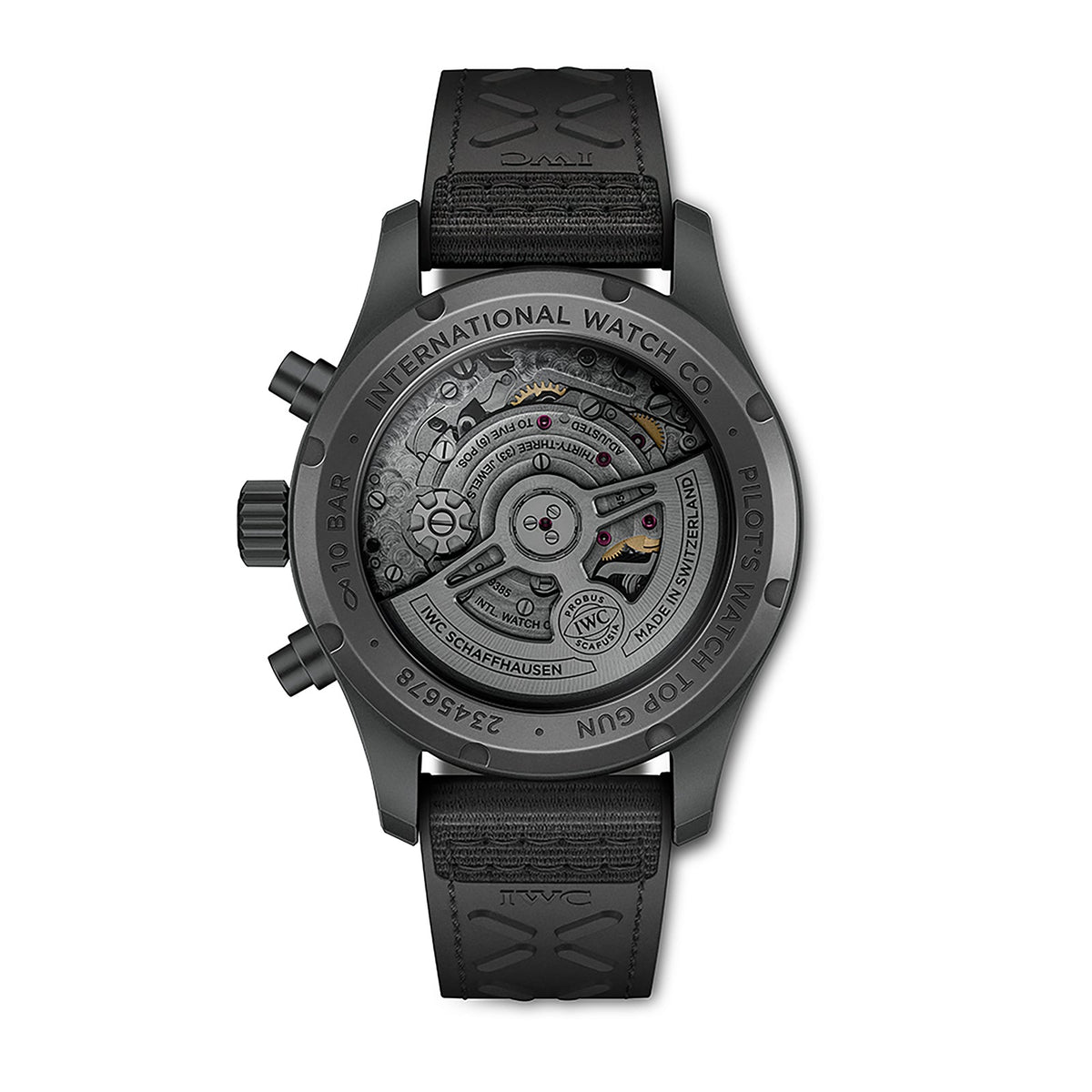 IWC Schaffhausen Pilot's Watch Chronograph 41 Top Gun Ceratanium - IW388106 - IWC Schaffhausen Pilot's Watch Chronograph 41 TOP GUN Ceratanium in a 41mm ceratanium case with black dial on rubber strap, featuring a chronograph function, day date display and automatic movement.
