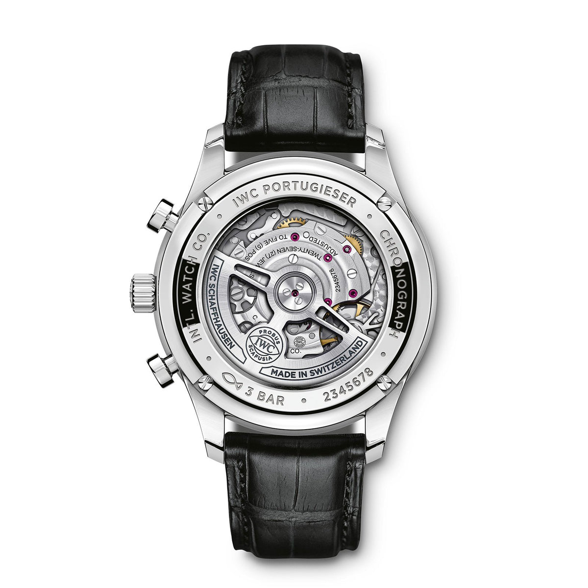 IWC Schaffhausen Portugieser Chronograph 41 in stainless steel with blue dial on leather strap, featuring a chronograph function and automatic movement.