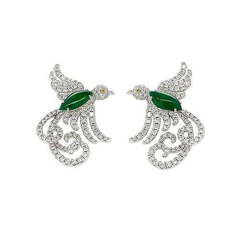 Jade Bird Diamond Earrings-Jade Bird Diamond Earrings -