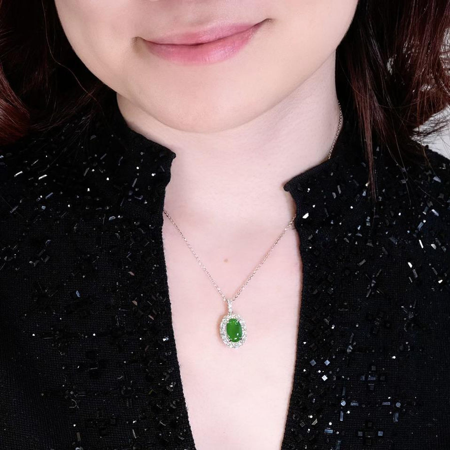 Jade Diamond Pendant and Chain -