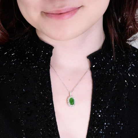 Jade Diamond Pendant and Chain-Jade Diamond Pendant and Chain -
