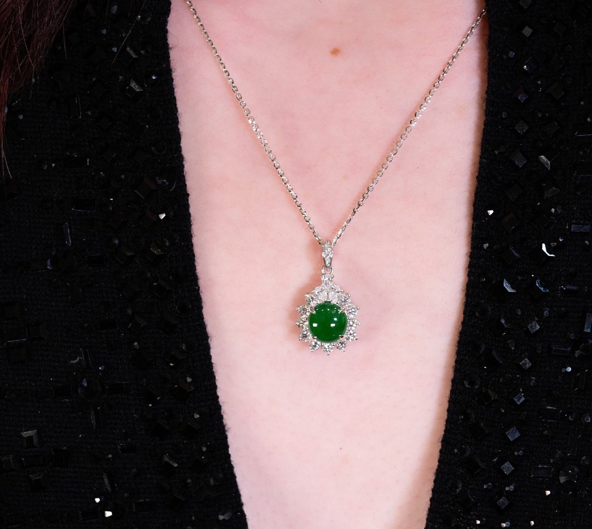 Jade Diamond Pendant and Chain -