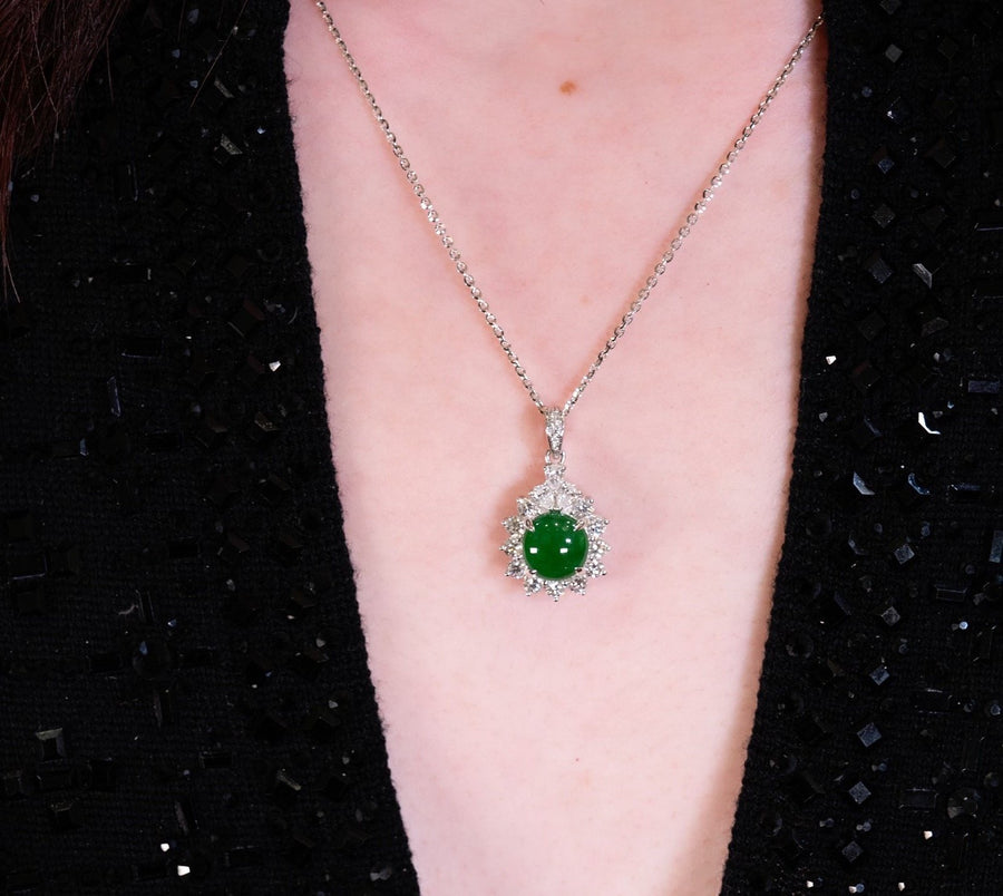 Jade Diamond Pendant and Chain -