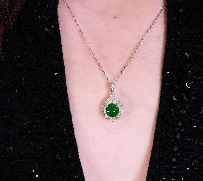 Jade Diamond Pendant and Chain-Jade Diamond Pendant and Chain -