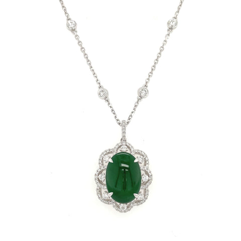 Jade Diamond Pendant and Chain-Jade Diamond Pendant and Chain - ONNEL00612