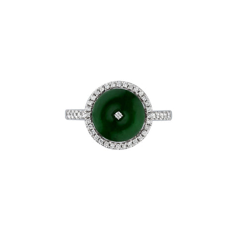 Jade Disc Diamond Ring-Jade Disc Diamond Ring - ORNEL00810