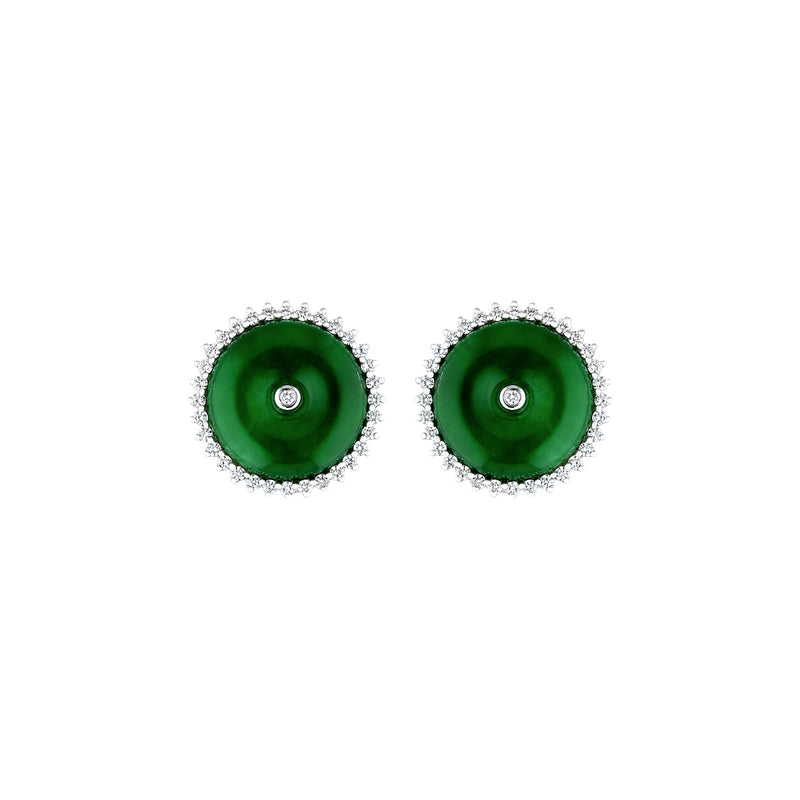 Jadeite Disc Earrings-Jade Disc Earrings - OENEL00372