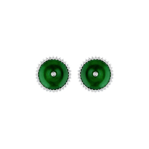 Jadeite Disc Earrings-Jade Disc Earrings - OENEL00372