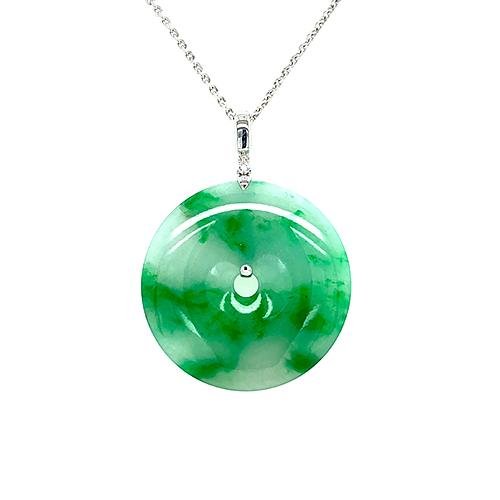 Jade Disc Pendant and Chain -