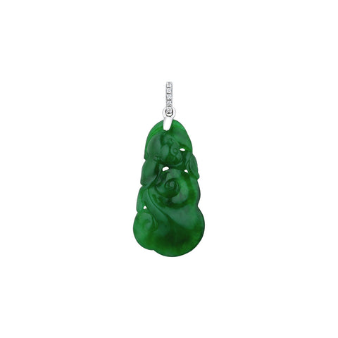 Jade Dragon and Ruyi Pendant and Chain - ONNEL00695