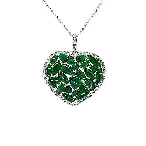 Jade Heart Pendant and Chain -