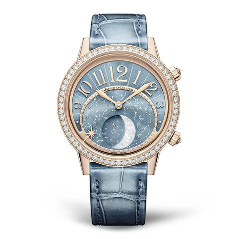 Jaeger-LeCoultre Rendez-Vous Moon-Jaeger LeCoultre Rendez-Vous Moon - Q3522480 - Jaeger LeCoultre Rendezvous Moon in a 36mm 18 carats pink gold case with silvery blue dial with alligator strap, featuring celestial, moon phase, and automatic movement.