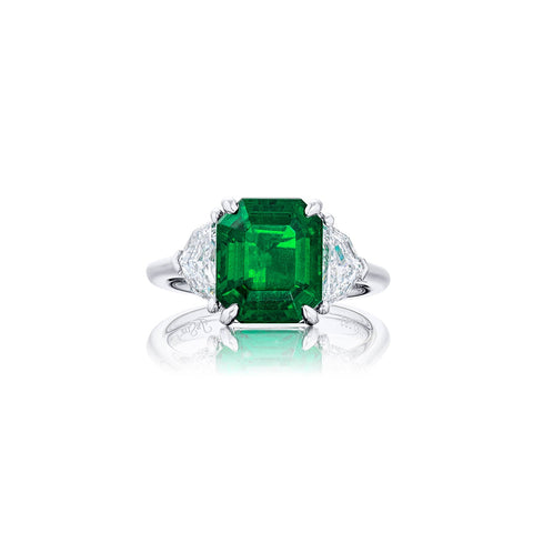JB Star Platinum Emerald Diamond Ring-JB Star Platinum Emerald Diamond Ring - 0283-083