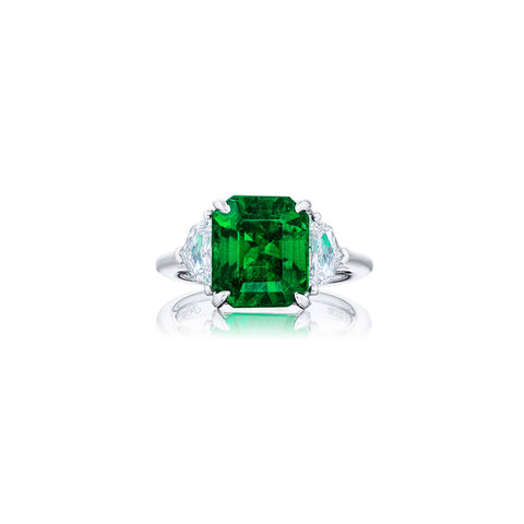 JB Star Platinum Emerald Diamond Ring-JB Star Platinum Emerald Diamond Ring - 0283-090