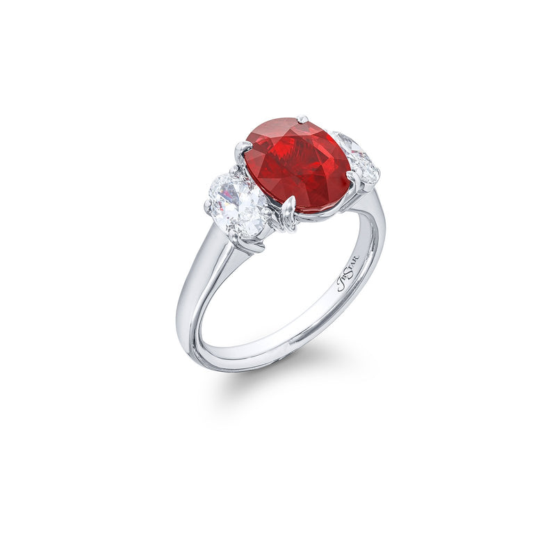 JB Star Platinum Ruby Diamond Ring-JB Star Platinum Ruby Diamond Ring - 0598-067