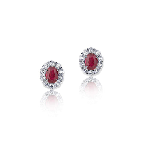 JB Star Ruby and Diamond Stud Earrings-JB Star Ruby and Diamond Stud Earrings -