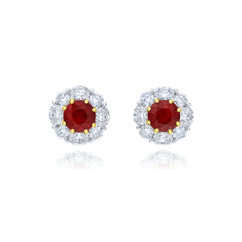 JB Star Ruby and Diamond Stud Earrings-JB Star Ruby and Diamond Stud Earrings - 7283/014