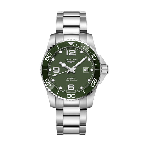 Longines HydroConquest - L3.781.4.06.6 - Longines HydroConquest in a 41mm stainless steel case with green dial on stainless steel bracelet, featuring a date display and automatic movement with up to 72 hours of power reserve.