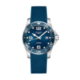 Longines HydroConquest 41mm-Longines HydroConquest - L3.781.4.96.9 - Longines HydroConquest in a 41mm stainless steel case with blue dial on blue rubber strap, featuring a date display and automatic movement with up to 72 hours of power reserve.
