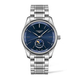 Longines Master Collection Automatic-Longines Master Collection Automatic in a 40mm stainless steel case with blue dial on stainless steel bracelet, featuring a moon phase, date, and automatic movement.