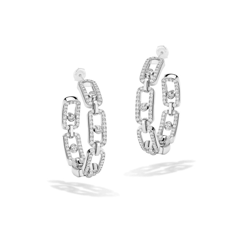 Messika Move Link Small Hoop Earrings-Messika Move Diamond Hoop Earrings - 12716-WG