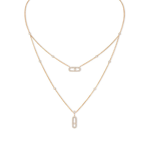 Messika Move Uno 2 Rows Pave Necklace-Messika Move Uno 2 Rows Pave Necklace -