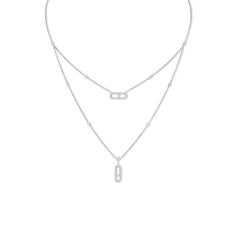 Messika Move Uno 2 Rows Pave Necklace-Messika Move Uno 2 Rows Pave Necklace -