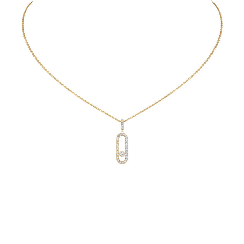 Messika Move Uno Pavé LM Necklace-Messika Move Uno Pavé LM Necklace - 12058-YG