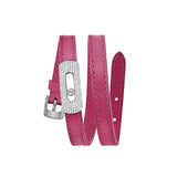Messika My Move Pavé Diamonds Raspberry Pink Leather Bracelet - 30004-WG