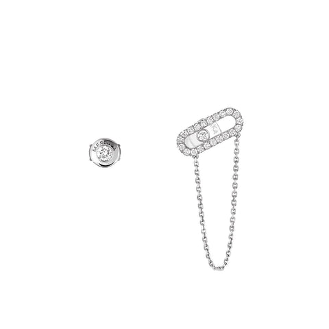Messika Uno Chain and Stud Earrings - 12146-WG