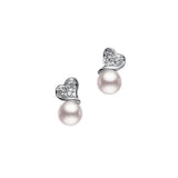 Mikimoto Akoya Cultured Pearl and Diamond Heart Earrings - MEQ10072ADXW