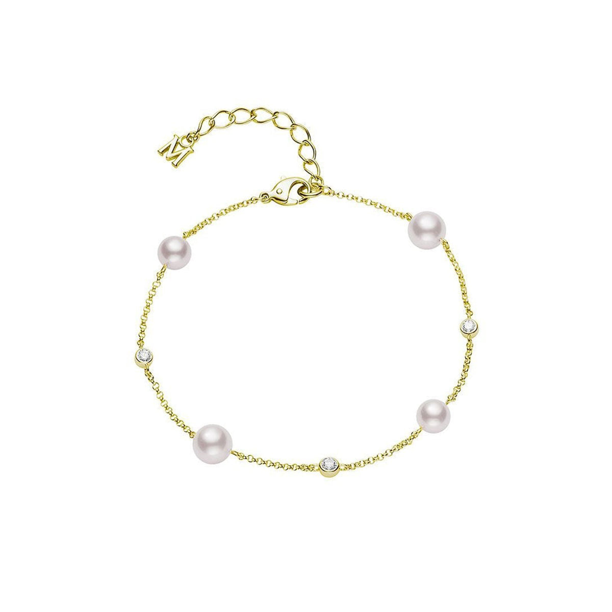 Mikimoto Akoya Cultured Pearl and Diamond Station Bracelet - MDQ10036ADXK