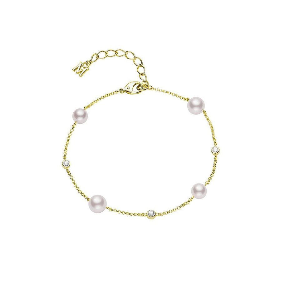 Mikimoto Akoya Cultured Pearl and Diamond Station Bracelet - MDQ10036ADXK