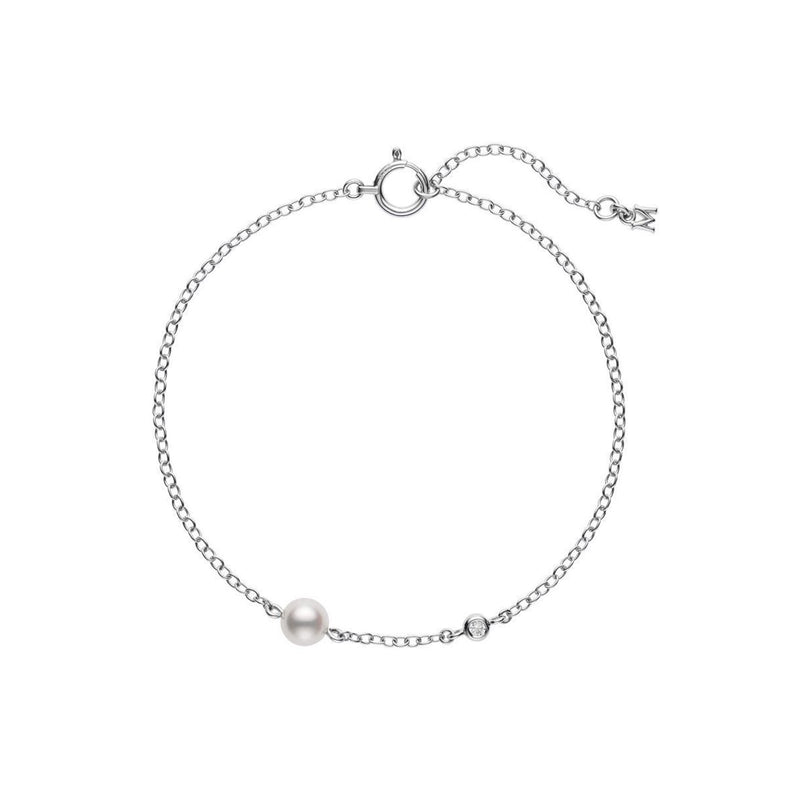 Mikimoto Akoya Cultured Pearl and Diamond Station Bracelet-Mikimoto Akoya Cultured Pearl and Diamond Station Bracelet - MDQ10054ADXW