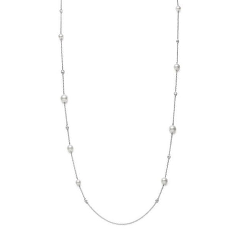 Mikimoto Akoya Cultured Pearl and Diamond Station Necklace - MPQ10105ADXW