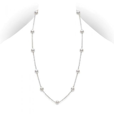 Mikimoto Akoya Cultured Pearl Station Necklace-Mikimoto Akoya Cultured Pearl Station Necklace - PCQ158LW