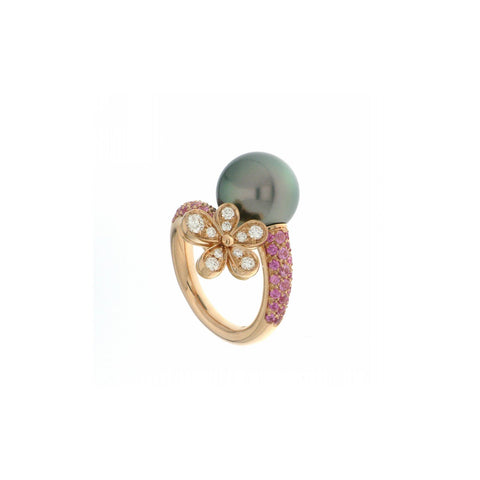 Mikimoto Black South Sea Cultured Pearl Ring-Mikimoto Black South Sea Cultured Pearl Ring -