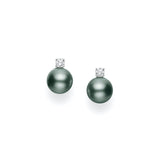 Mikimoto Black South Sea Pearl Diamond Earrings-Mikimoto Black South Sea Pearl Diamond Earrings - MEL10054BDXP
