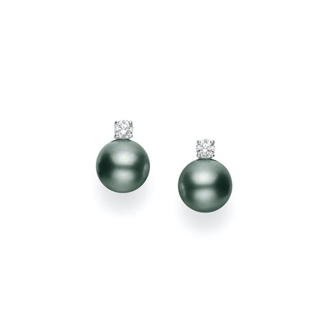 Mikimoto Black South Sea Pearl Diamond Earrings - MEL10054BDXP